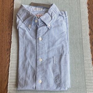 J. Crew Men's Blue and White Striped Shirt